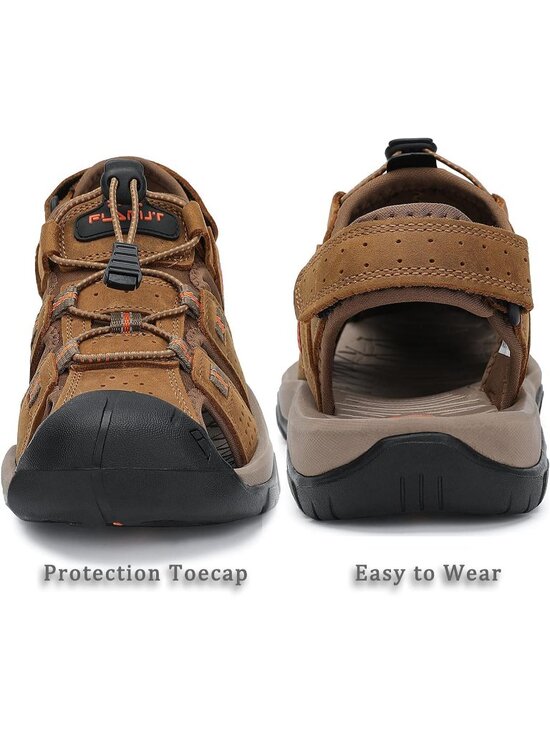 Men\'s Brown Closed Toe Leather Athletic Outdoor Hiking Sport Casual Sandal Shoes main image 6